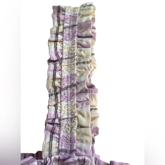 NWT Boston Proper Smocked Plaid Seersucker Dress In Lilac‎ And White. so … - Picture 11 of 15